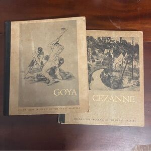 Set of 2 Vintage Art Books Color Slide Great Masters Goya 1967 & Cezanne 1975
